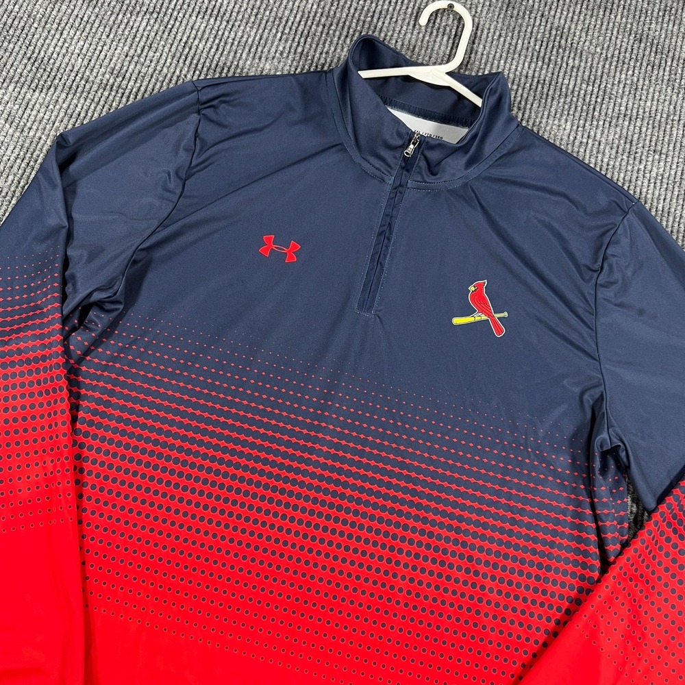 St. Louis Cardinals Pullover Shirt Mens 2XL XXL Under Armour Long Sleeve 1/4 Zip